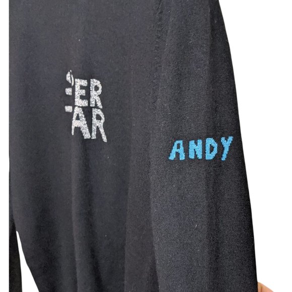 Bella Freud Super-Star Sweater Large Black Wool Knit Crew Neck Pullover - Picture 5 of 6